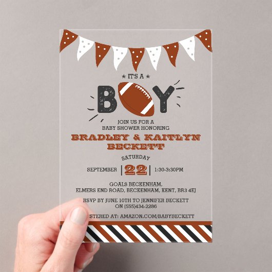 Das ist ein Junge! Fußball-Kinderdusche Acryleinladungen (Insitu (Handheld))