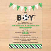 Das ist ein Junge! Fußball-Kinderdusche Acryleinladungen (Vorderseite)