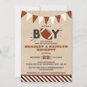 Das ist ein Junge! Fußball-Kinderdusche Einladung (Vorderseite)