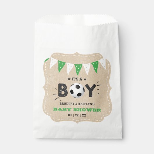 Das ist ein Junge! Fußball-Kinderdusche Geschenktütchen (Vorderseite)