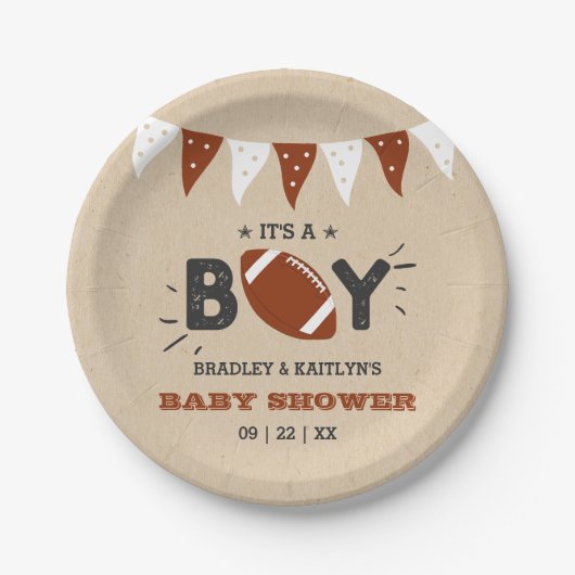 Das ist ein Junge! Fußball-Kinderdusche Pappteller (Vorderseite)