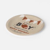 Das ist ein Junge! Fußball-Kinderdusche Pappteller (Schrägansicht)