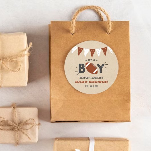 Das ist ein Junge! Fußball-Kinderdusche Runder Aufkleber