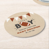 Das ist ein Junge! Fußball-Kinderdusche Runder Pappuntersetzer (Angewinkelt)