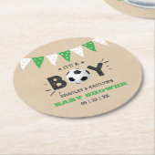 Das ist ein Junge! Fußball-Kinderdusche Runder Pappuntersetzer (Angewinkelt)