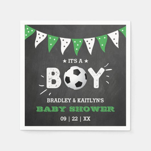 Das ist ein Junge! Fußball-Kinderdusche Serviette (Vorderseite)