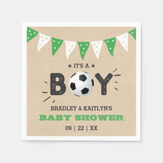 Das ist ein Junge! Fußball-Kinderdusche Serviette (Vorderseite)