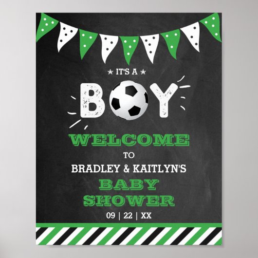 Das ist ein Junge! Fußball-Thema Baby-Dusche Willk Poster (Vorne)