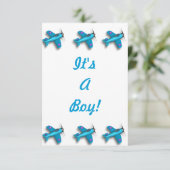Das ist ein Junge! Geburtsankündigungskarte Dankeskarte (Stehend Vorderseite)