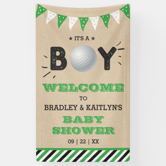 Das ist ein Junge! Golf Themed Baby Dusche Willkom Banner (Vertikal)