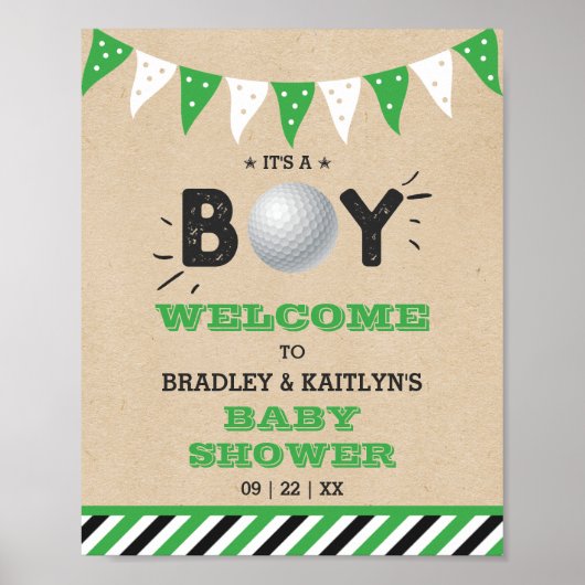 Das ist ein Junge! Golf Themed Baby Dusche Willkom Poster (Vorne)