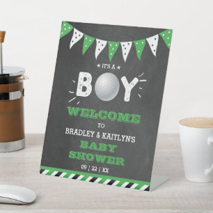 Das ist ein Junge! Golf Themed Baby Dusche Willkom Sockelschild