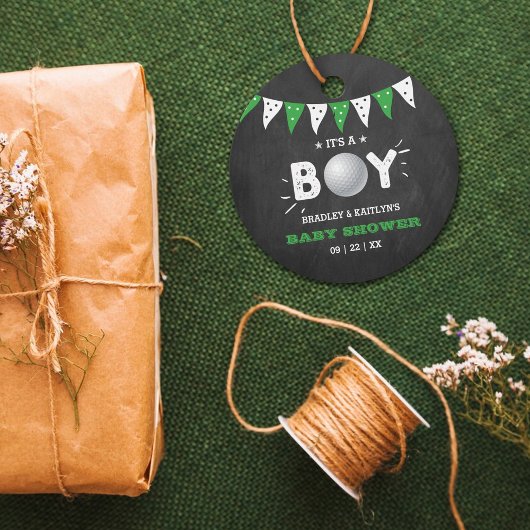 Das ist ein Junge! Golf Themed Co-Babydusche Geschenkanhänger