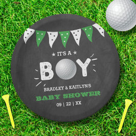 Das ist ein Junge! Golf Themed Co-Babydusche Pappteller