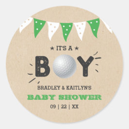 Das ist ein Junge! Golf Themed Co-Babydusche Runder Aufkleber