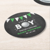 Das ist ein Junge! Golf Themed Co-Babydusche Runder Pappuntersetzer (Angewinkelt)