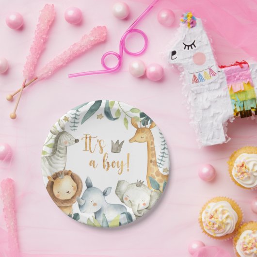 Das ist ein Junge! Jungle Baby Shower Plate Pappteller (Party)