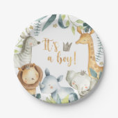 Das ist ein Junge! Jungle Baby Shower Plate Pappteller (Vorderseite)