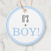 Das ist ein Junge! Moderne Blue Baby-Ankündigung Geschenkanhänger (Vorderseite)