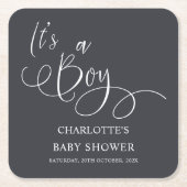 Das ist ein Junge! Moderne Minimal Calligraphy Bab Rechteckiger Pappuntersetzer (Vorderseite)