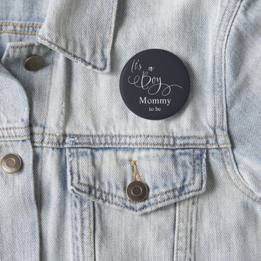 Das ist ein Junge! Moderne Minimal Calligraphy Mom Button (Beispiel)