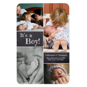 Das ist ein Junge! Multi Foto Collage Second Baby Magnet