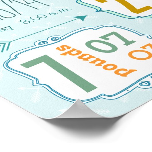 Das ist ein Junge! Neues Baby Stats Niedlich Arrow Poster (Ecke)