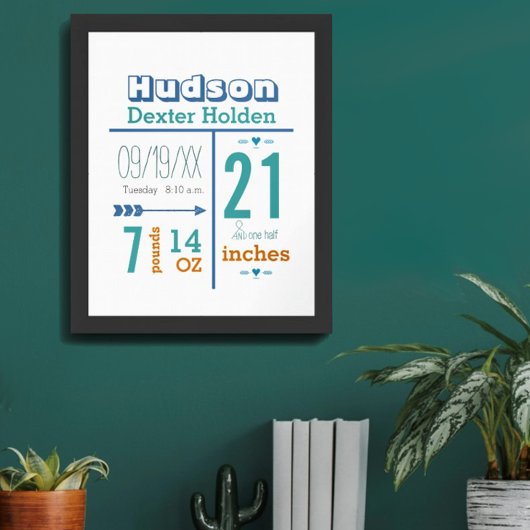 Das ist ein Junge! Neues Baby Stats Niedlich Arrow Poster