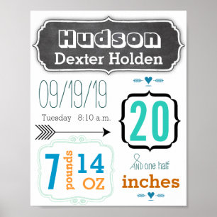 Das ist ein Junge! Neues Baby Stats Niedlich Arrow Poster