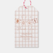 Das ist ein Junge! Niedlich Brown Gingham Notedry  Geschenkanhänger (Rückseite)