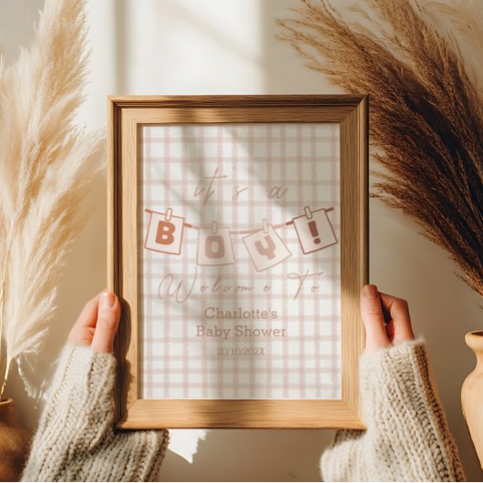 Das ist ein Junge! Niedlich Brown Gingham Notedry Poster