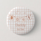 Das ist ein Junge! Niedlich Gingham Notedry Daddy- Button (Vorderseite)