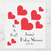 Das ist ein Junge! - Niedliche Red Hearts Custom B Weinetikett (Einzelnes Label)