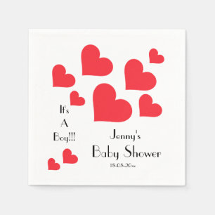 Das ist ein Junge!!! - Niedliche Red Hearts Custom Serviette