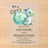 Das ist ein Junge! Niedlicher Dinosaurier mit Eier Acryleinladungen (Vorderseite)
