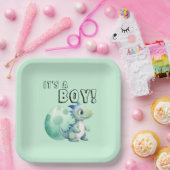 Das ist ein Junge! Niedlicher Dinosaurier mit Eier Pappteller (Party)