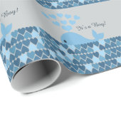 Das ist ein Junge! Niedlicher Wal Geschenkpapier (Rolleneckpunkt)
