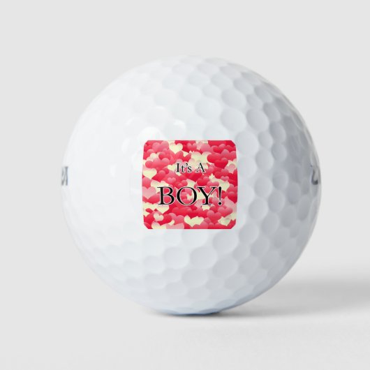 Das ist ein Junge! Rote Herzen Golfball (Vorderseite)