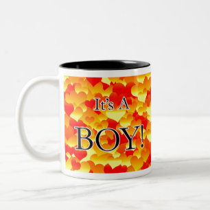 Das ist ein Junge! Rotes und gelbes Herz Zweifarbige Tasse