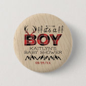 Das ist ein Junge! Rustikale Karierte Lumberjack B Button (Vorderseite)