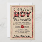 Das ist ein Junge! Rustikale Karierte Lumberjack B Einladung (Vorderseite)