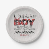 Das ist ein Junge! Rustikale Karierte Lumberjack B Pappteller (Vorderseite)