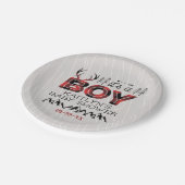 Das ist ein Junge! Rustikale Karierte Lumberjack B Pappteller (Schrägansicht)