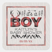 Das ist ein Junge! Rustikale Karierte Lumberjack B Quadratischer Aufkleber (Vorderseite)