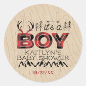 Das ist ein Junge! Rustikale Karierte Lumberjack B Runder Aufkleber (Vorderseite)