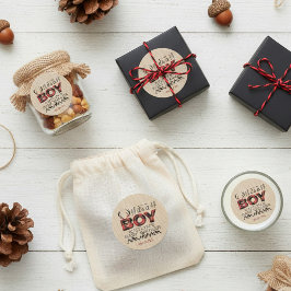 Das ist ein Junge! Rustikale Karierte Lumberjack B Runder Aufkleber