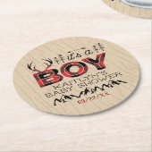 Das ist ein Junge! Rustikale Karierte Lumberjack B Runder Pappuntersetzer (Angewinkelt)