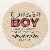 Das ist ein Junge! Rustikale Karierte Lumberjack B Runder Pappuntersetzer (Vorderseite)