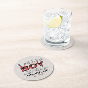 Das ist ein Junge! Rustikale Karierte Lumberjack B Runder Pappuntersetzer