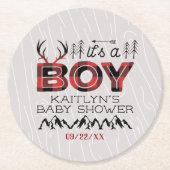 Das ist ein Junge! Rustikale Karierte Lumberjack B Runder Pappuntersetzer (Vorderseite)